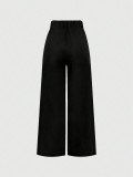 SC Metal Clasp Loose Straight Pants SH-391468