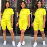 SC Soiid Color Short Sleeve Two Piece Shorts Set YD-063