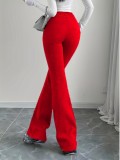 SC Drawstring Solid Color Micro Flare Pants GDYF-3455