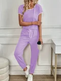 SC Short Sleeve Loose Two Piece Pants Set GDYF-3509