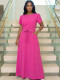 SC Short Sleeve Solid Color Belt Maxi Dress GYLY-11143