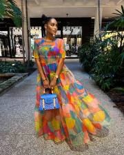 SC Mesh Print Short Sleeve Maxi Dress BMF-31272