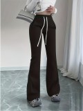 SC Drawstring Solid Color Micro Flare Pants GDYF-3455