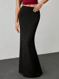SC Solid Color High Waist Long Fishtail Skirt GZJF-ZJ6649
