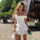 SC Solid Color Drawstring Cake Mini Dress GPKJ-MR46284