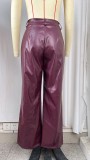 SC Solid Color PU Leather Causal Pants GPBY-SK9997