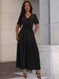 SC Short Sleeve V Neck Maxi Dress MIL-L322