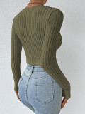 SC Deep V Neck Long Sleeve Tops GZJF-ZJ2663