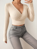 SC Deep V Neck Long Sleeve Tops GZJF-ZJ2663