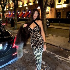 SC Leopard Print Sleeveless Split Midi Dress GPBY-DR8276