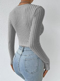 SC Deep V Neck Long Sleeve Tops GZJF-ZJ2663