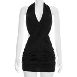 SC Cross Halterneck Sleeveless Mini Dress GSZM-J26DS044