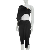 SC Solid Color Irregular Top Seventh Pants 3 Piece Set GSZM-C26ST085