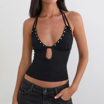 SC Rivet Halterneck Tie Up Tank Top GSBW-C26TP070