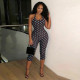 SC Polka Dots Print Halterneck Backless Seventh Jumpsuit MXBF-J26JP088