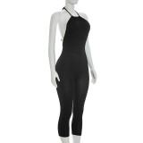 SC Halterneck Solid Color Backless Seventh Jumpsuit MXBF-J26JP050