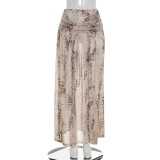 SC Snake Print Sleeveless Bodysuit Split Long Skirt 2 Piece Set GSZM-J26ST091