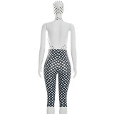 SC Polka Dot Print Halterneck Backless Seventh Jumpsuit MXBF-J26JP055