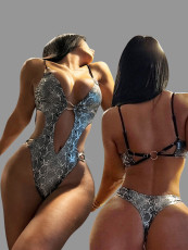 SC Print Tie Up Backless One Piece Swimsuit CASF-6821