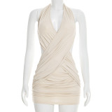 SC Cross Halterneck Sleeveless Mini Dress GSZM-J26DS044