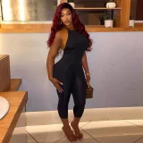SC Halterneck Solid Color Backless Seventh Jumpsuit MXBF-J26JP050