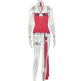 SC Halterneck Ruched Backless Top GJYO-JT0128962