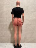 SC Rivet-Embellished Waist Chain Denim Short LA-6010