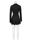 SC Sports Casual Long Sleeve Coat Flared Skirt Two Piece Set CH-24029