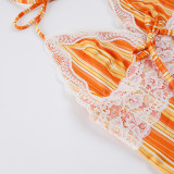SC Stripe Contrast Color Lace Patchwork Tops GPKJ-MR48130