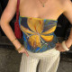 SC Floral-print Color Blocked Mesh Tube Top GPKJ-MR48309