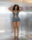 SC Printed Beaded Backless Halterneck Shorts Set MEM-88690