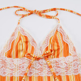 SC Stripe Contrast Color Lace Patchwork Tops GPKJ-MR48130