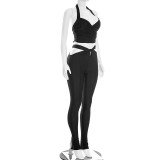 SC Halterneck Hollow Out Two Piece Pants Set GDSF-J26ST054