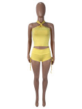 SC Off Shoulder Halterneck Top Two Piece Short Set SHD-9963