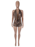 SC Leopard Print Halterneck Two Piece Shorts Set  SHD-9964