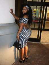 SC Polka Dot Print Tube Top Fifth Pants Suit MEM-88692