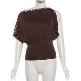 SC Button Off Shoulder Fitted Top XEF-K25L89997
