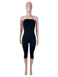 SC Solid Color Wrap Chest Backless Tight Jumpsuit SHD-9961