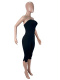 SC Solid Color Wrap Chest Backless Tight Jumpsuit SHD-9961