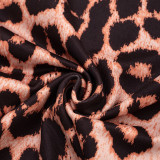 SC Leopard Print Halterneck Top Fifth Pants Suit GDSF-D26ST059