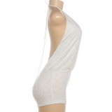 SC Lace Deep V Neck Backless Romper XEF-K6Q04570A