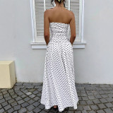 SC Polka Dot Print Wrap Chest Maxi Dress GSRX-813