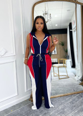 SC Sleeveless Contrast Color Drawstring Two Piece Pants Set TE-4720