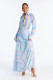SC Long Sleeve Print Lapel Maxi Dress XHXF-486