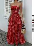 SC Polka Dot Print Wrap Chest Maxi Dress GSRX-813
