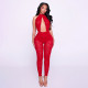 SC Lace Hollow Out Ruched Backless Jumpsuit MXBF-J26JP039