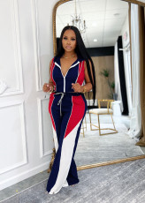 SC Sleeveless Contrast Color Drawstring Two Piece Pants Set TE-4720