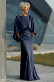 SC Long Sleeve Solid Color Pleated Maxi Dress GQLK-KG6321