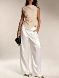 SC Solid-Color Satin Wide-leg Pants GSRX-816