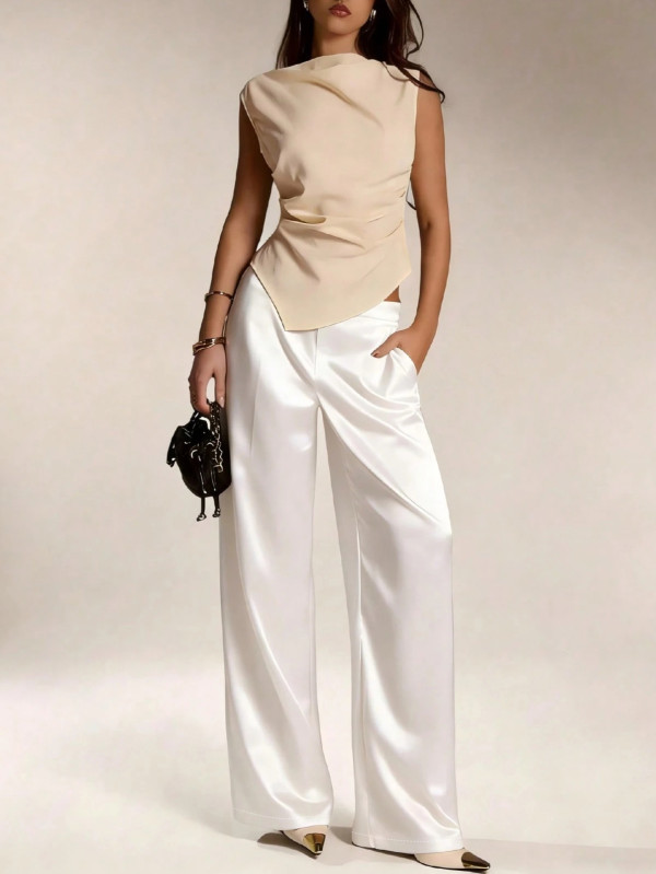 SC Solid-Color Satin Wide-leg Pants GSRX-816